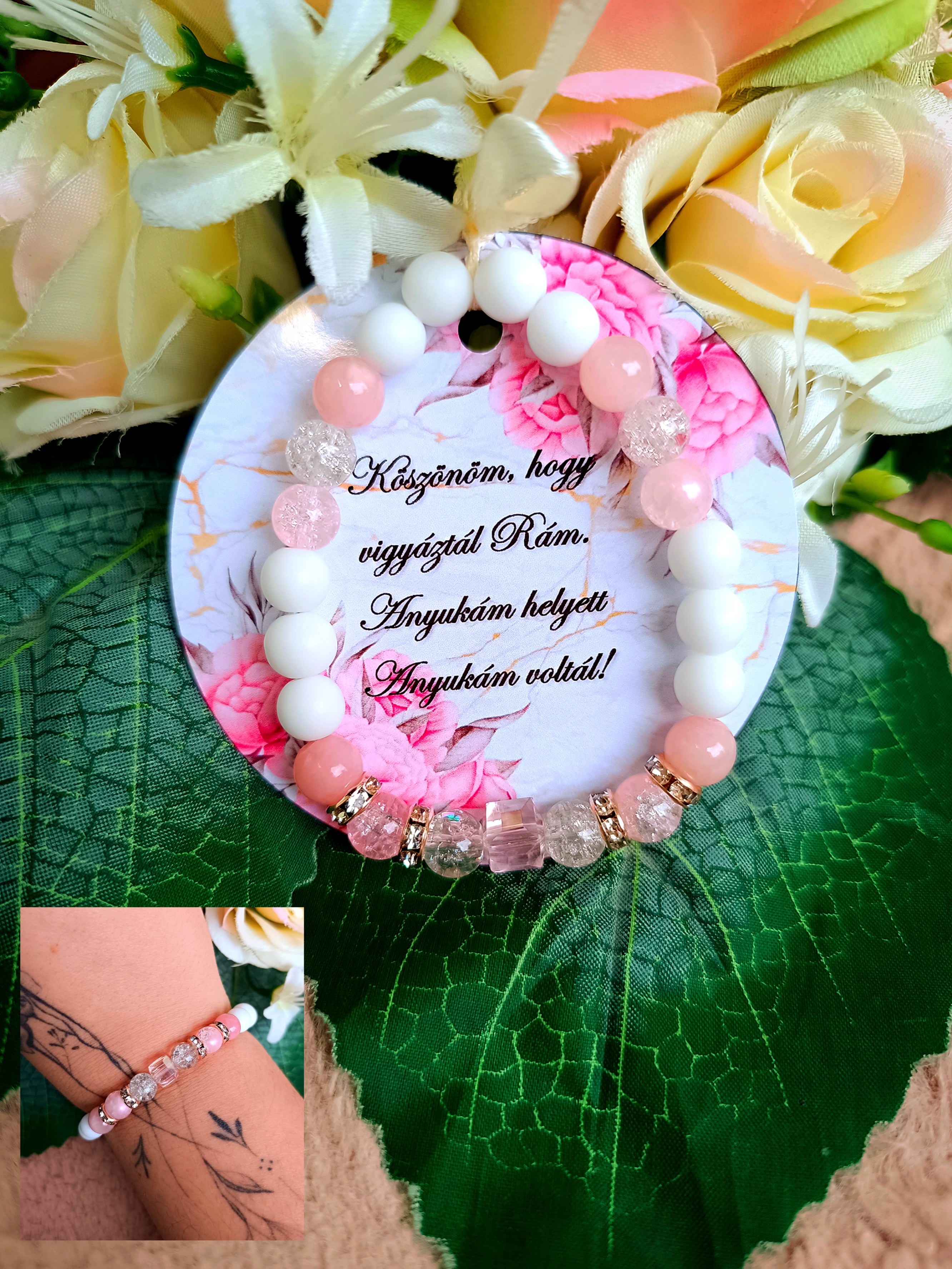 Szerencse, szeretet ásvány karkötő pedagógusnak